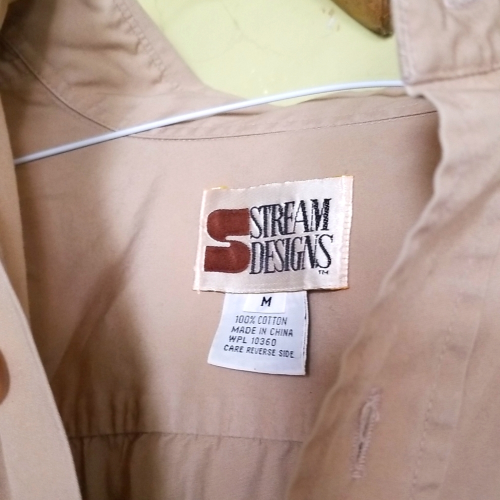 Vintage Fly Fishing Shacket Stream Designs Shirt Jacket Many Pockets sz M